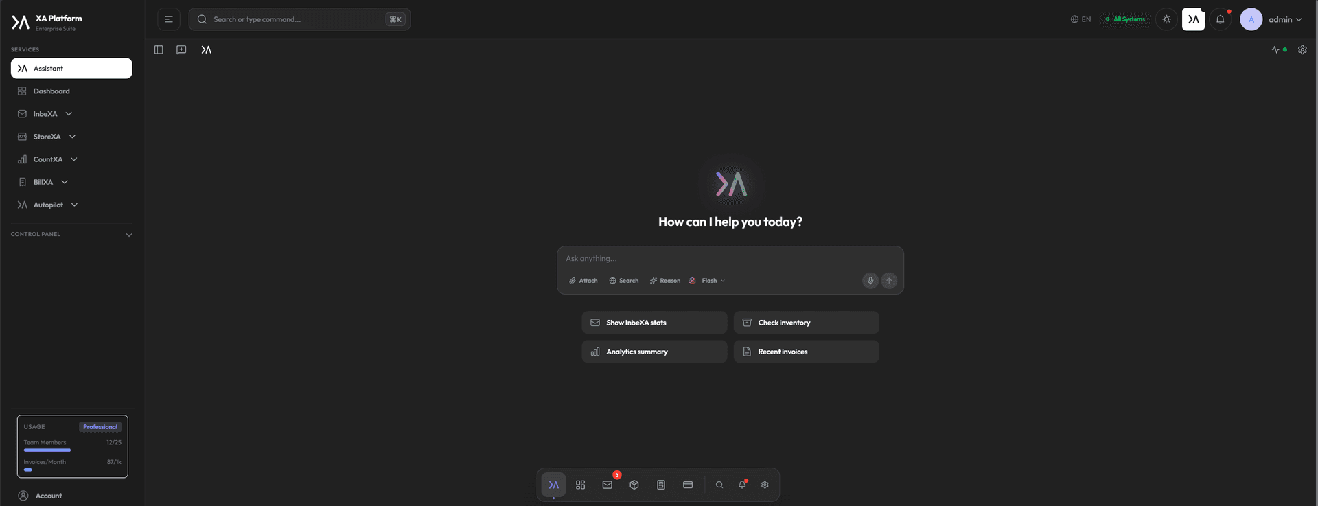 XA AI Assistant Chat Interface